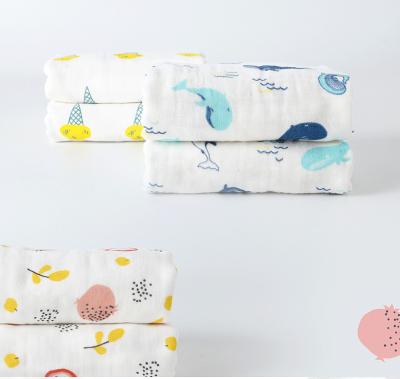 China 110X110 40S Six Layer Printed Cotton Gauze Fabric  Saliva Towel For Babies for sale