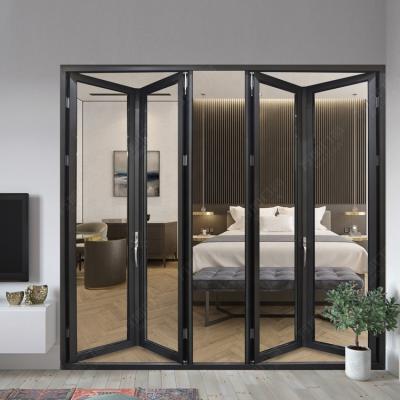 China heat & Healthy Insulation& WANJIA Energy Saving Aluminum Glass Bi Folding Doors / Bi Folding Windows for sale