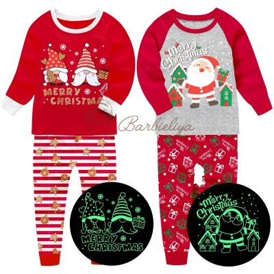 China Breathable Girl Boy Glow in the Dark X'mas Kids Christmas Pajamas Nightgowns Children Pajamas Pijamas Piece Sleepwear Pajamas for sale