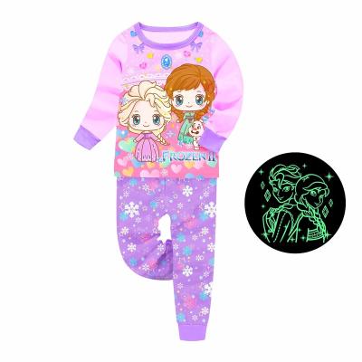 China 2 Pcs Designer Children Girls Princess Nightwear Sleep Wear Breathable Glow In The Dark Kids Pajamas for sale