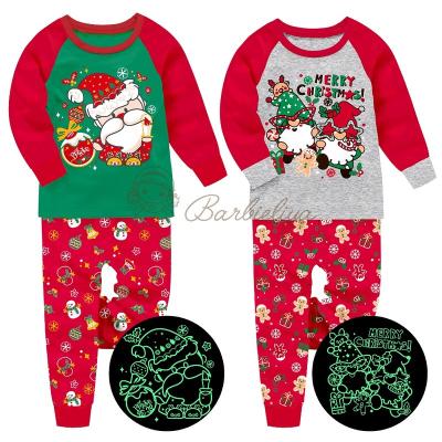 China Breathable X'mas Kids Pajamas Christmas Girls Sleepwear Glow In The Dark Kid Pajamas for sale