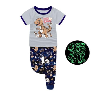 China 100% Cotton Barbieliya Dino ROAR Short Sleeves Design Kids Pajamas Glow In The Dark for sale