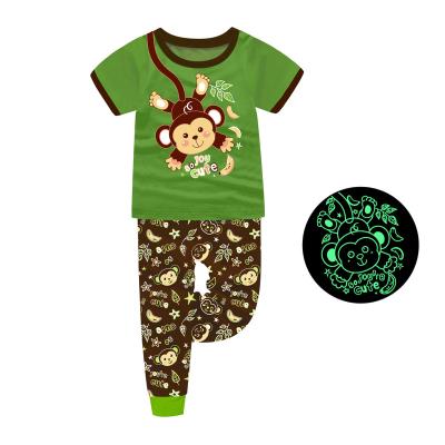 China 100% Cotton Barbieliya Monkey Boy Shorts Sleeves Cute Design Kids Pajamas Glow In The Dark for sale