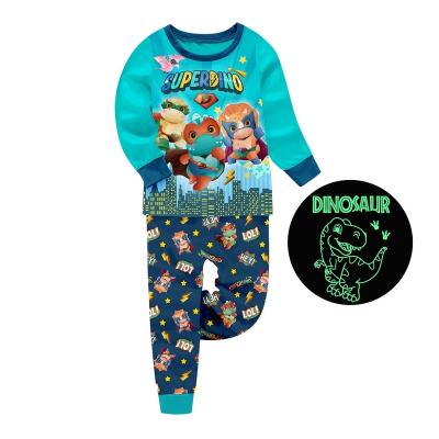 China Wholesale 100% Cotton Cartoon Boy Clothing Set Long Sleeves Kids Pajamas Glow In The Dark for sale