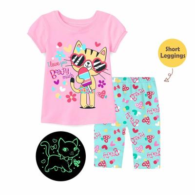 China Girl summer comfortable homeware top glow and breathable leggings in dark kids pajamas for sale