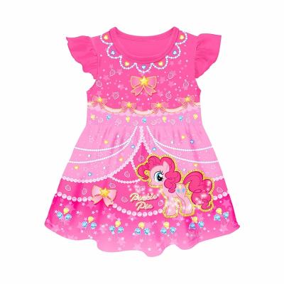 China Factory Price Breathable Short Sleeves Girl Wholesale Cute Cartoon Dress for sale