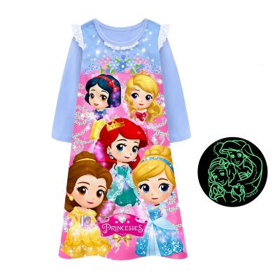 China Breathable Little Girls Princess Night Dress Long And Short Glow In The Dark Cartoon Design for sale