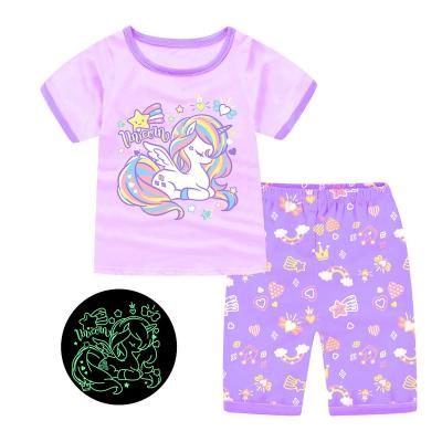 China Breathable Cute Cartoon Unicorn Summer Design Pajamas Boy Girl's Nightgowns Hot Princess Pajamas for sale