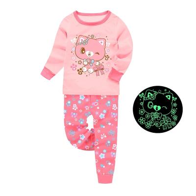 China New Design Girl Breathable Warm Glow In The Dark Kids Pajamas Set Kids Sleepwear for sale