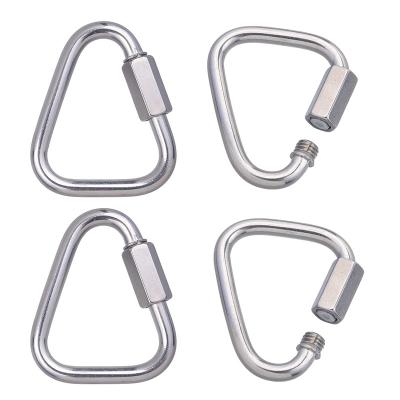 China Camping Equipment Quick Links Climbing Triangle Buckle Lock Carabiner Stainless Steel Professional Climbing Safety Buckle for sale