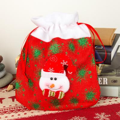 China 2021 Latest Christmas Factory Wholesale Volume Santa Christmas Linen Candy Bag Small for sale