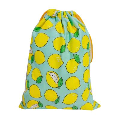 China Custom 100% Cotton Lemon Travel Drawstring Storage Shoes Eco - Friendly Bag for sale