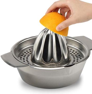 China Viable Manual Stainless Steel Juicer Lemon Oranges Fruit Squeezer Tool with Bowl Container for Homemade Juice in Kitchen for sale