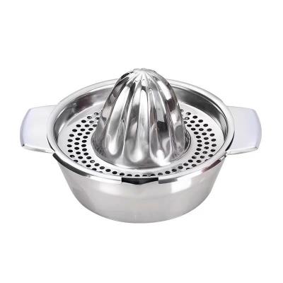 China Stainless Steel Juice Orange Lime Lemon Fruit Juicer Manual Squeezer Maker Sieve with Bowl Handle Pour Spout for sale