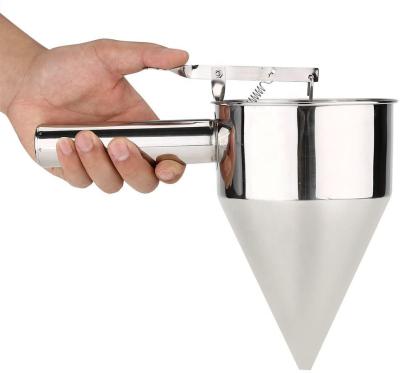 China Sustainable Stainless Steel Pancake Batter Dispenser Funnel Dispenser with Stand for Takoyaki and Baking for sale