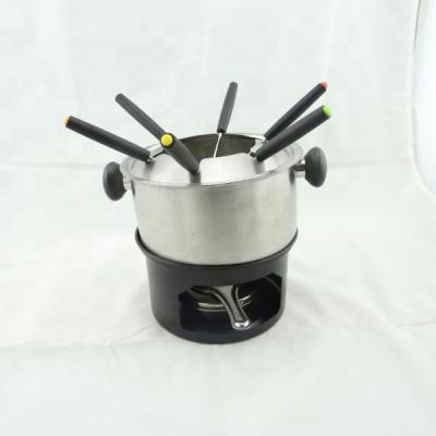 China Sustainable Stainless Steel Fondue Set Pot Forks For Chocolate Toffee Cheese BBQ Sauces for sale