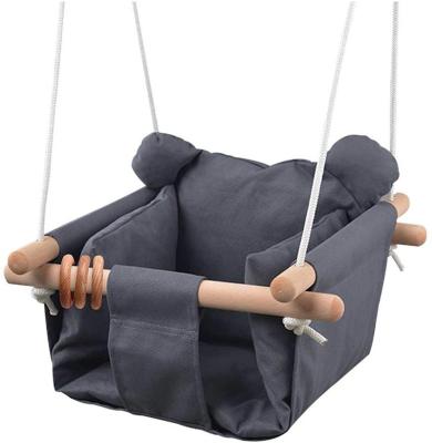 China Bring Happiness Baby Canvas Hanging Swing Seat with Soft Cushion Toy Swings Seesaw Chair Bouncer House Kids Swing Stand Set for sale