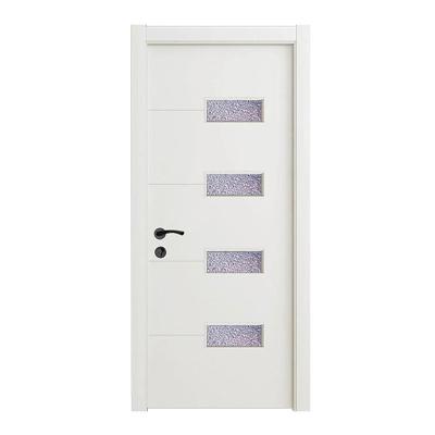 China Waterproof + Sound Insulation Good Quality Internal Laminated WPC Composite Door Insert Frosted Glass Bathroom WPC Door for sale