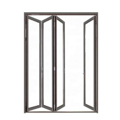 China Low E Glass Partition Exterior Patio Bifold Door Sound Insulation Galss Aluminum Back Thremal Sliding Bi Folding Door for sale