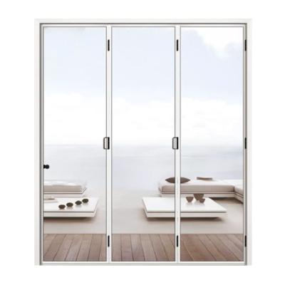 China Hot Sale Exterior Sound Insulation Bi Folding Doors Narrow Aluminum Slim Frameless Folding Glass Door Price for sale