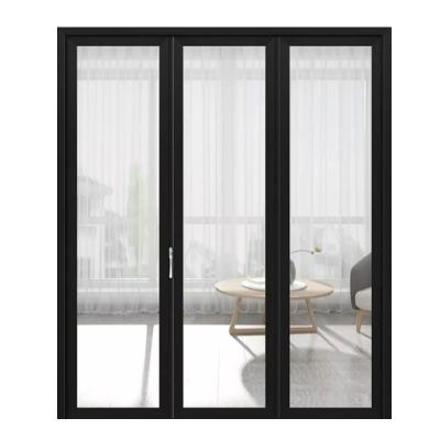 China Black Slim Thermal Break Bi Aluminum Interior Vertical Folding Door Sound Insulation Hot Sale New Windproof for sale