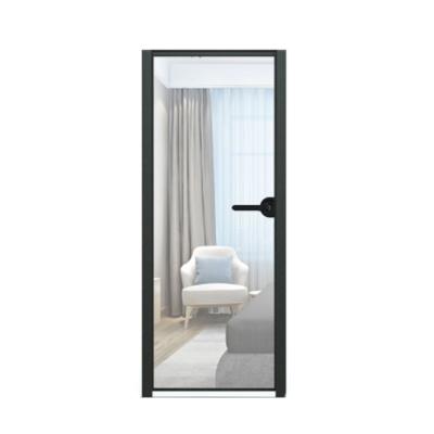 China Sound Insulation Aluminum Bathroom Door Tempered Glass Frame Newly Interior Narrow Bathroom Glass Door for sale