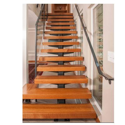 China Modern Luxury Modern Indoor Floating Wooden Staircase Railing With Laminated Glass Baluster for sale