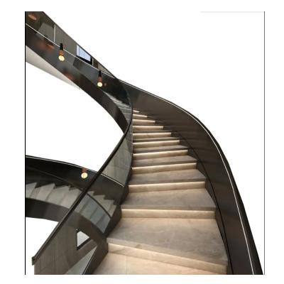 China Modern high quality luxury villa stair interior design curved stair spiral glass stair prices for sale