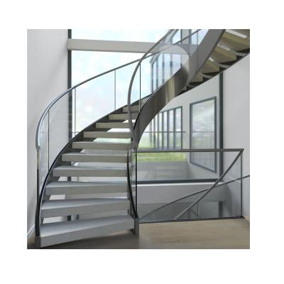 China Modern Spiral Villa Curved Staircase & Space Saving Metal Stairs /Luxury Modern Indoor Hand-Forged Stairs for sale