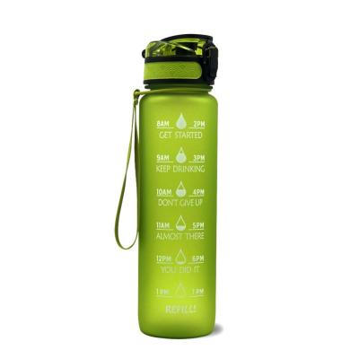 China Sustainable 1L Tritan Material Water Bottle With Bounce Cover, Leak Make Frosted Cup With Timeline Reminder For Outdoor Sports And Fitness Resistant for sale