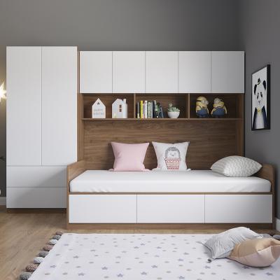 China Nordic Bedroom Children's Space Saving Bed Storage Wardrobe Bed Tatami Bookcase Storage Bed MDF for sale