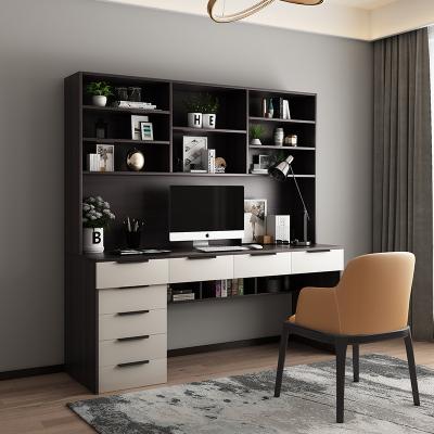 China Nordic Modern Design Office Bookcase Combination Home Office Computer Desk With Bookcase One Desk Modern Minimalist Writing for sale