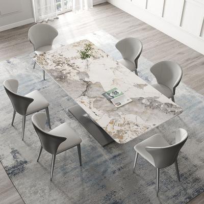 China New Household Style 4 Seater Dining Table Set (Others) Italian Rock Slate Dining Table Furniture Adjustable Rectangular Marble Dining Table for sale