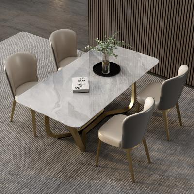 China (Size) Modern Design Adjustable Italian Dining Room Furniture Rock Panel Dining Table Set Home Furniture Dining Table Combination for sale