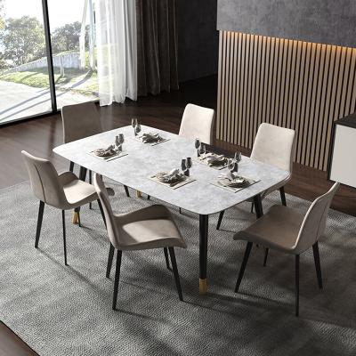 China Durable Marble Ash Slate Stone Furniture Multi-Person 1.6m Wooden Dining Table And Chair for sale