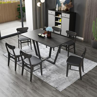 China Modern Nordic Modern Dining Table Set Home Furniture Italian Solid Wood Rectangular Home Furniture Dining Table 6 Chairs for sale