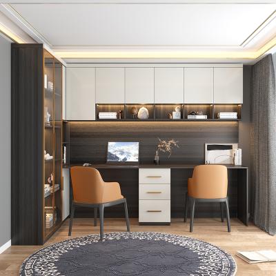 China Desk and storage bookcase in a combination against simple modern double wall home office computer bedroom desk with shelf living room cabinets for sale