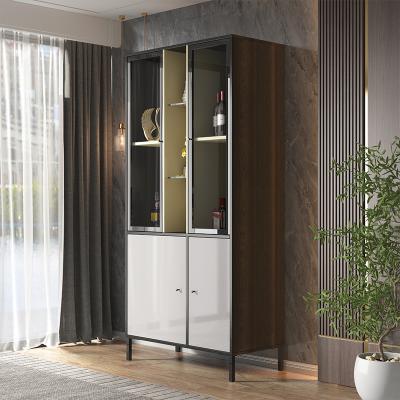 China Modern design italian minimalist wine cabinet color smoky four-doors against the wall cupboard modern minimalist nordic style sideboard storage for sale