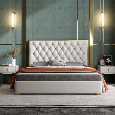 China Modern Design Light Italian Luxury Leather Bed Double Bed Wedding Bed 1.8m Minimalist MDF for sale