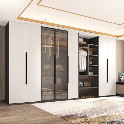 China Custom Aluminum Alloy Modern Minimalist Home Glass Wood Wardrobe Wardrobe Modern Design Wardrobe Bedroom Open Painting for sale