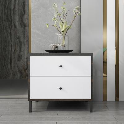 China Modern and simple Italian home smoky wood color table bedside storage Nordic bedroom bedside table storage for sale