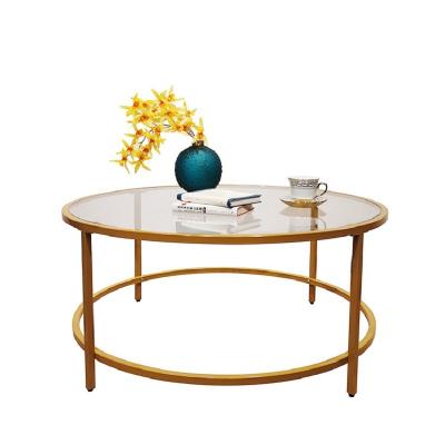 China (Other) modern adjustable tempered glass round table metal table for bargain coffee for sale