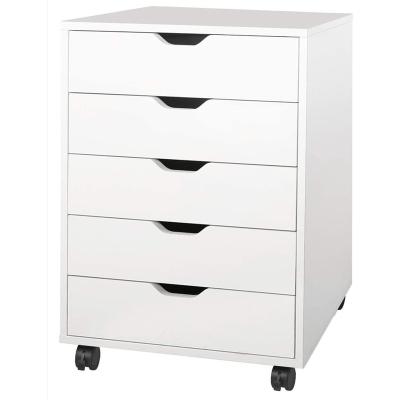 China (Other) 5-Drawer Adjustable Chest, Living Room Cabinet Wood Storage Dresser Cabinet with Wheels, White for sale