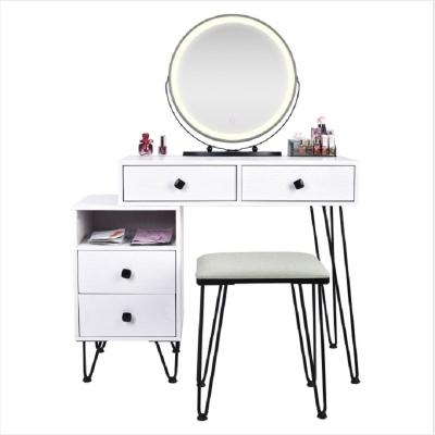 China (Other) Hot Selling Adjustable Solid Wood Bedroom Furniture Storage Cabinet Makeup Table Solid Wood Dressing Table With Mirror And Stool for sale