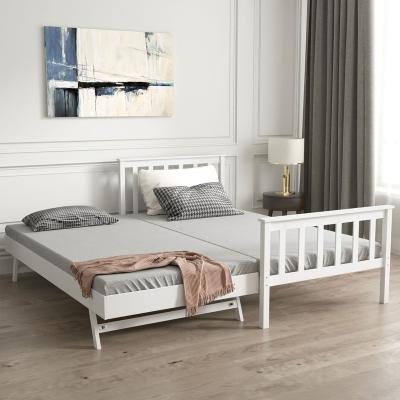 China (Others) Hot Selling Adjustable Solid Beds Headboard Frame Headboard Kids Twin Beds Pine Wood Beds Bedroom Furniture With Caster Gray for sale