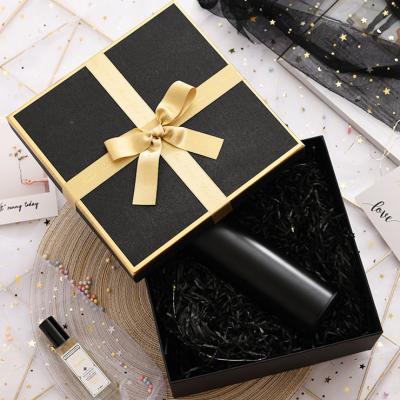 China Recycled Materials Ribbon Designer Customized Product Packaging Black Box Bridesmaid Proposal Cardboard Cosmetic Paper Box Presents Gifts for sale