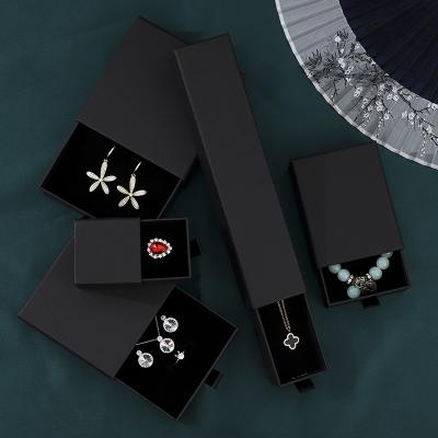 China Custom Reused Paper Box Logo Printed Bracelet Earring Necklace Ring Packaging Jewelry Display Sliding Materials Drawer Luxury Gift Cardboard Box for sale