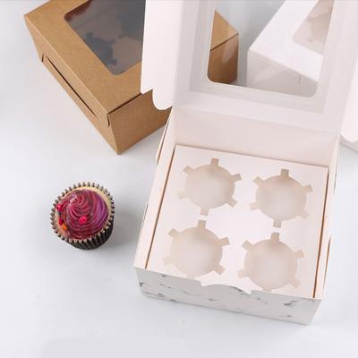 China Recyclable Custom Printed Mini Muffin Cupcake Boxes Pastry Cake Paper Packaging Boxes 6 Holes Insert Card Liner With Clear Window for sale