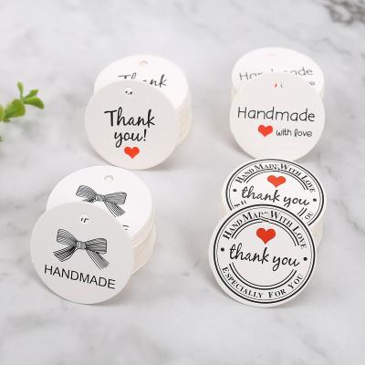 China Europe 100-Packs Thank You Tag Custom Small Business With Logo Handmade Label Gift Craft E-commerce Packaging Hanging Paper Tag for sale