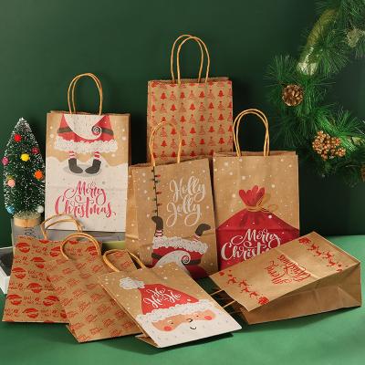 China Brown Shopping Bags OEM ODM Customized Gift Paper Packaging Paper Bag Design Recyclable Free Christmas Gift Bag Box Wrapping Paper Bag With Handle for sale